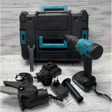 Набор аккумуляторных электроинструментов 24V 3в1 шуруповерт, турбинка, мини пила с 2 аккумуляторами в кейсе