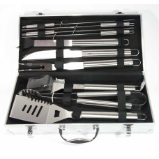Набор для мангала BBQ Tools Set в алюминиевом кейсе для барбекю 10 предметов Серебристый