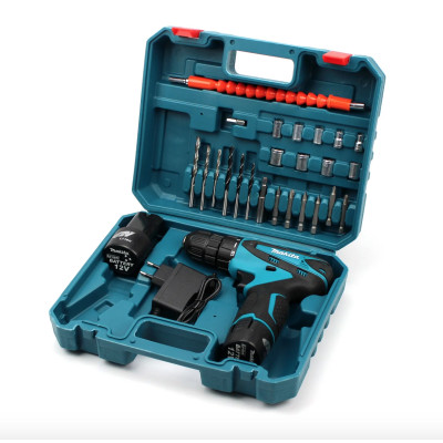 Аккумуляторный шуруповерт MAKITA DF 330DWE (12V, 2AН) и набор инструментов в кейсе