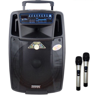 Аккумуляторная колонка Temeisheng/Lighting SL-1501 с микрофонами/400W (USB/Bluetooth/Пульт ДУ)