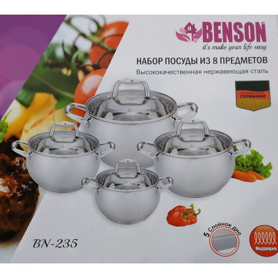 Набор кастрюль Benson BN-235 (8 предметов)