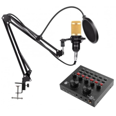 Студийный микрофон Green Audio BM-800 со звуковой картой V8w стойкой и ветрозащитой