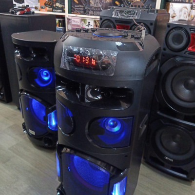 Комплект мощной парной акустикиTMG ORIGINAL PA-121 Proaudio 500W (USB/FM/Bluetooth) + 2 радиомикрофона Djпульт