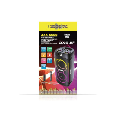 Колонка аккумуляторная портативная ZXX partybox 5509 c радиомикрофоном (USB/BT/FM/TWS)