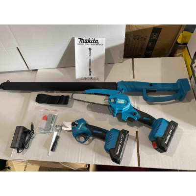 Набор макита 3в1, пила Makita 155Z (Шина 15см) + секатор Makita DUP365 24В + штанга телескоп 3м - высоторез