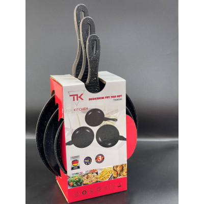 Набор сковородок Top Kitchen (20 см, 24 см, 28 см) мраморное покрытие Черный/Красный