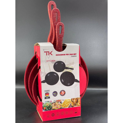 Набор сковородок Top Kitchen (20 см, 24 см, 28 см) мраморное покрытие Черный/Красный