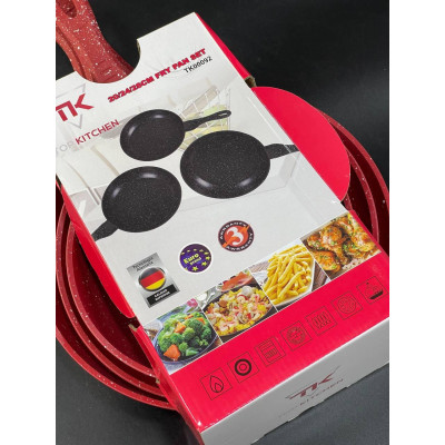Набор сковородок Top Kitchen (20 см, 24 см, 28 см) мраморное покрытие Черный/Красный