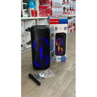 Колонка аккумуляторная KOLAV-C2811 c радиомикрофоном (USB/BT/FM/TWS)