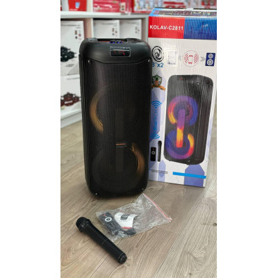 Колонка аккумуляторная KOLAV-C2811 c радиомикрофоном (USB/BT/FM/TWS)