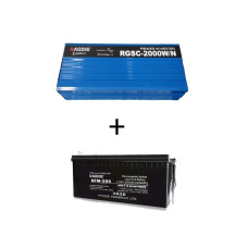 Комплект бесперебойного питания аккумулятор Raggie AGM 12V 200Ah + Инвертер RGSC-2000W-12V