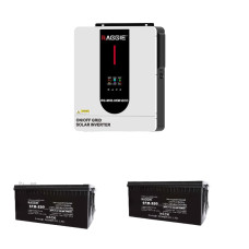 Комплект 2 аккумулятора Raggie AGM 12V 200Ah + Гибридный инвертер RG-MH3.6KWECO(24V)  MPPT-120A