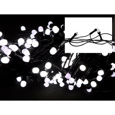 Гирлянда черный провод круглая матовая лампа 200LED (белый) LED200W-10
