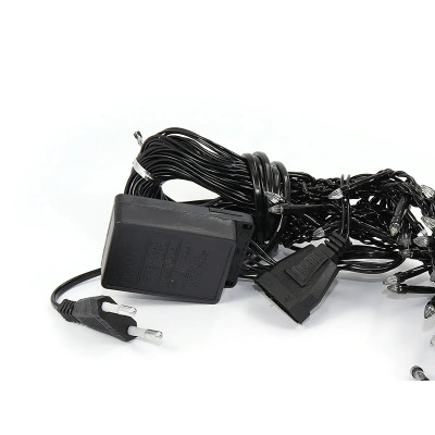 Гирлянда Дождь черный провод прозрачная коническая лампа 5м 240LED (белый) 240-SHORT-CURTAIN-5M-W