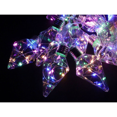 Гирлянда медный провод Лампочка пирамида 8см 1,5м 3,0м 10,0м 150LED (микс) COPPER-BALL-150M-5