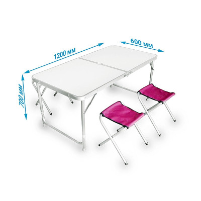 Набор стол складной и стулья (1+4) мрамор 1200х600х700 TABLE-004