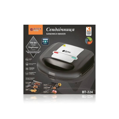 Сэндвичница 6 в 1 750Вт BITEK BT-224