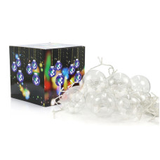 Гірлянда 10 великих куль прозорий провід (синій) LAMP-BALL-12-B