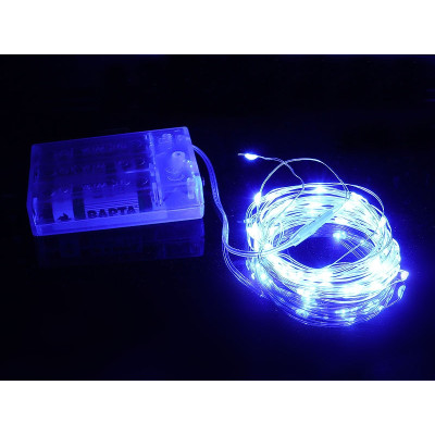 Гирлянда медный провод на батарейках AAx3 100LED 10,0м (синий) COPPER-WIRE-100B-1
