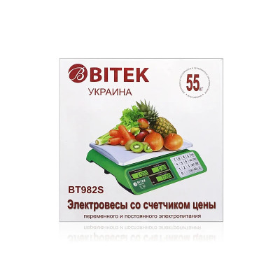 Весы электронные торговые 55кг 4В металлические кнопки BITEK YZ-982S