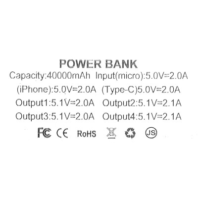 Внешний аккумулятор (power bank) 40000mAh (10000mAh) Boro YM-635