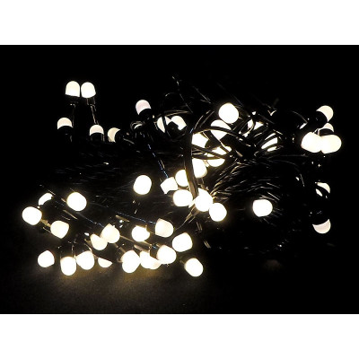 Гирлянда черный провод круглая матовая лампа 300LED (теплый белый) LED300WW-10