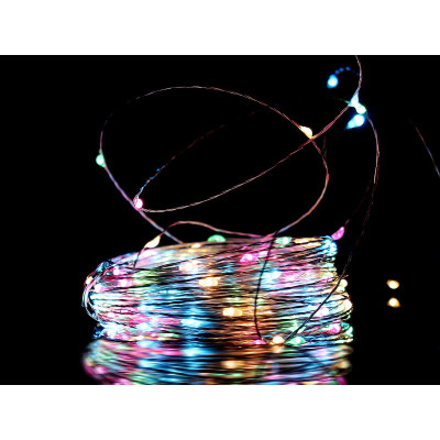 Гирлянда медный провод Капля росы 220В 10м режимы 100LED (микс) COPPER-WIRE-100M-4