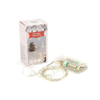 Гирлянда медный провод на батарейках AAx2 30LED 3,0м (теплый белый) COPPER-WIRE-30WW-1