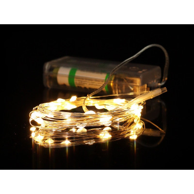 Гирлянда медный провод на батарейках AAx2 30LED 3,0м (теплый белый) COPPER-WIRE-30WW-1