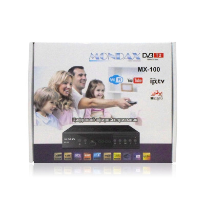 Цифровой эфирный приемник с экраном DVB-T2 MONDAX IPTV/YouTube/WiFi/MP4 металл