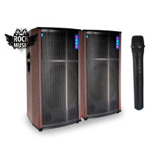 Акустические колонки Rock Music 2х100Вт 12" 72x42x38см USB/SD/FM/BT/MIC L/R RC-1200 0,5ш