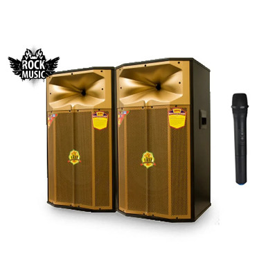 Акустические колонки Rock Music 2х100Вт 15" 79x48x44см USB/SD/FM/BT/MIC L/R RC-1504 0,5ш