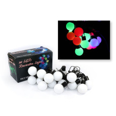 Гірлянда чорний провід біла кулька 4см (мікс) BLACK-LINE-BALL-20M-1