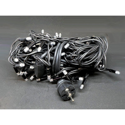 Гирлянда Дождик черный провод 3,3мм с вилкой матовая круглая лампа уличная 150LED (теплый белый)