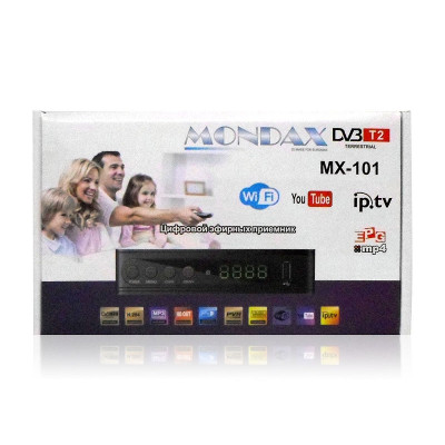 Цифровой эфирный приемник с экраном DVB-T2 MONDAX IPTV/YouTube/WiFi/MP4 пластик