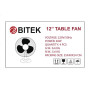 Вентилятор настольный BITEK 12" (30см) 110Вт 3 пласт. лоп. белый BT-1210
