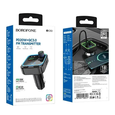 FM модулятор трансмиттер Bluetooth PD20W QC3.0 Borofone BC53 Highway