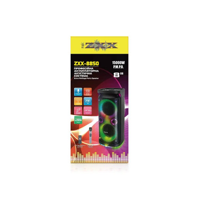 Акустическая переносная колонка ZXX-8850 60Вт 8" 71х33х31см USB/TF/FM/BT/MIC/ДК