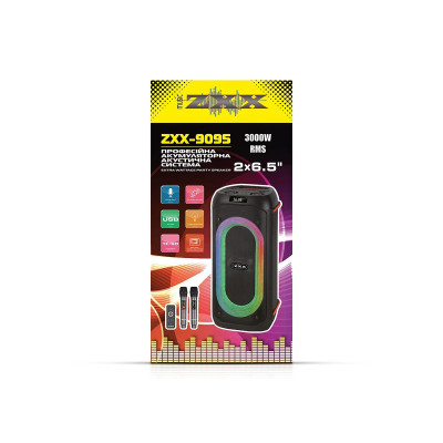 Акустическая переносная колонка ZXX-9095 80Вт 2×6,5" USB/TWS/TF/REC/LED/EQ/BT/2MIC/ДК