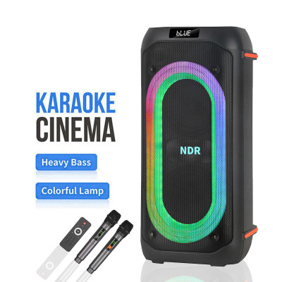 Акустическая переносная колонка NDR-717 2x8" TWS/FM/USB/TF/BT/LED/REC/ДК/2MIC