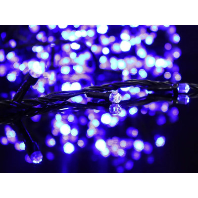 Гирлянда черная проволока лампа Рубинка большая 300LED (синий) LED300B-8