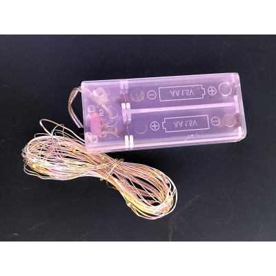 Гирлянда медный провод на батарейках AAx2 3,0м 30LED (белый) COPPER-WIRE-LAMP-30-W