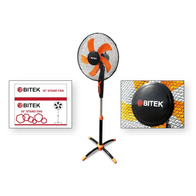 Вентилятор напольный BITEK 16" (40см) 100Вт 5 пласт. лоп. черный/оранжевый BT-1630BO