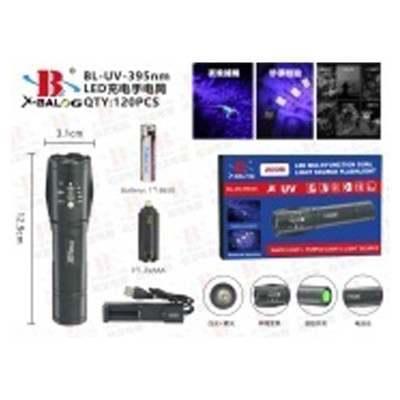 Фонарь Bailong 18650 micro USB BL-UV-395NM