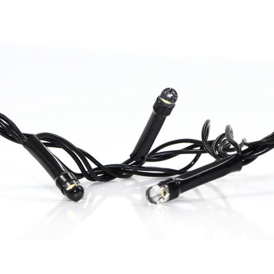 Гирлянда черный провод прозрачная круглая лампа 100LED (теплый белый) LED100WW-12-1