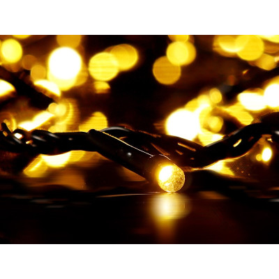 Гирлянда черный провод прозрачная круглая лампа 100LED (теплый белый) LED100WW-12-1