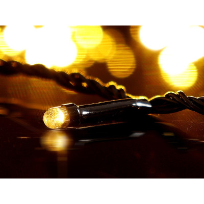 Гирлянда черный провод прозрачная круглая лампа 100LED (теплый белый) LED100WW-12-1