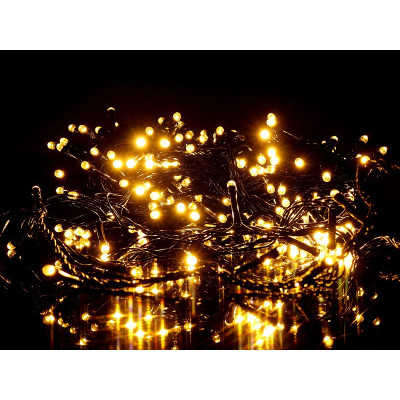 Гирлянда черный провод прозрачная круглая лампа 100LED (теплый белый) LED100WW-12-1