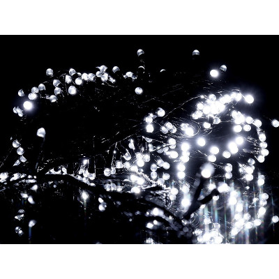 Гірлянда чорний провід прозора кругла лампа 300LED (білий) LED300W-12-1