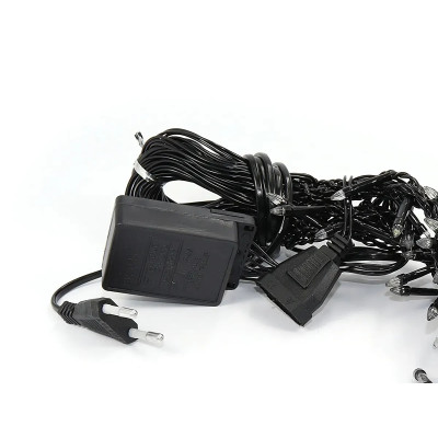 Гирлянда Дождь черный провод прозрачная коническая лампа 5м 240LED (микс) 240-SHORT-CURTAIN-5M-M